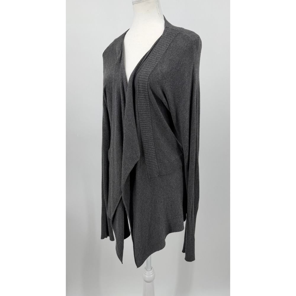 Eileen Fisher Charcoal Gray Waterfall Peplum Cardigan Italian Yarn Small S